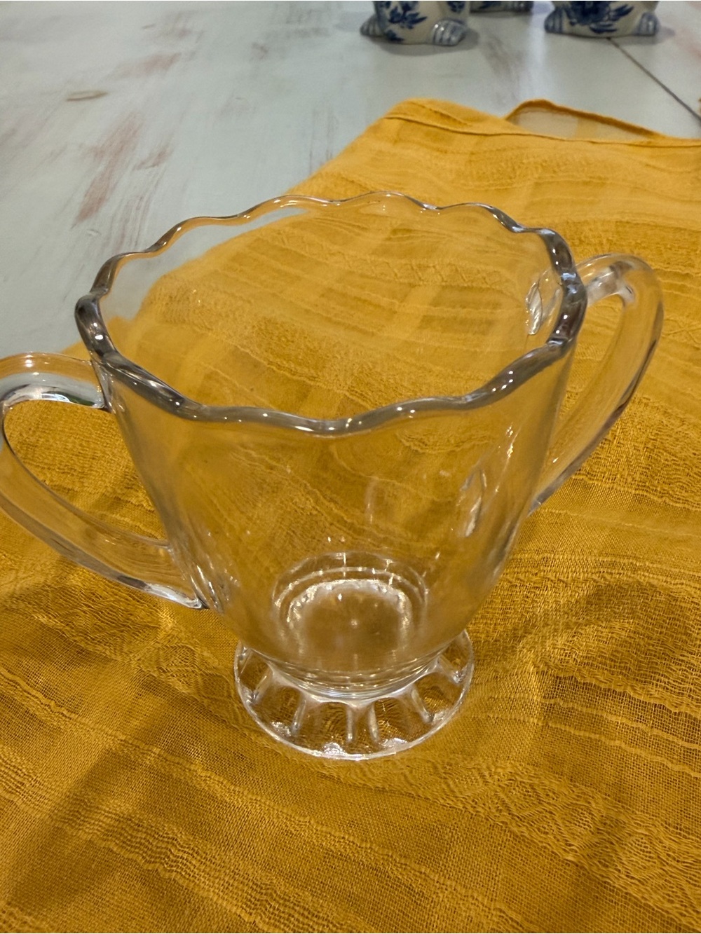 Vintage Viking Glass Scalloped Edge Sugar Bowl